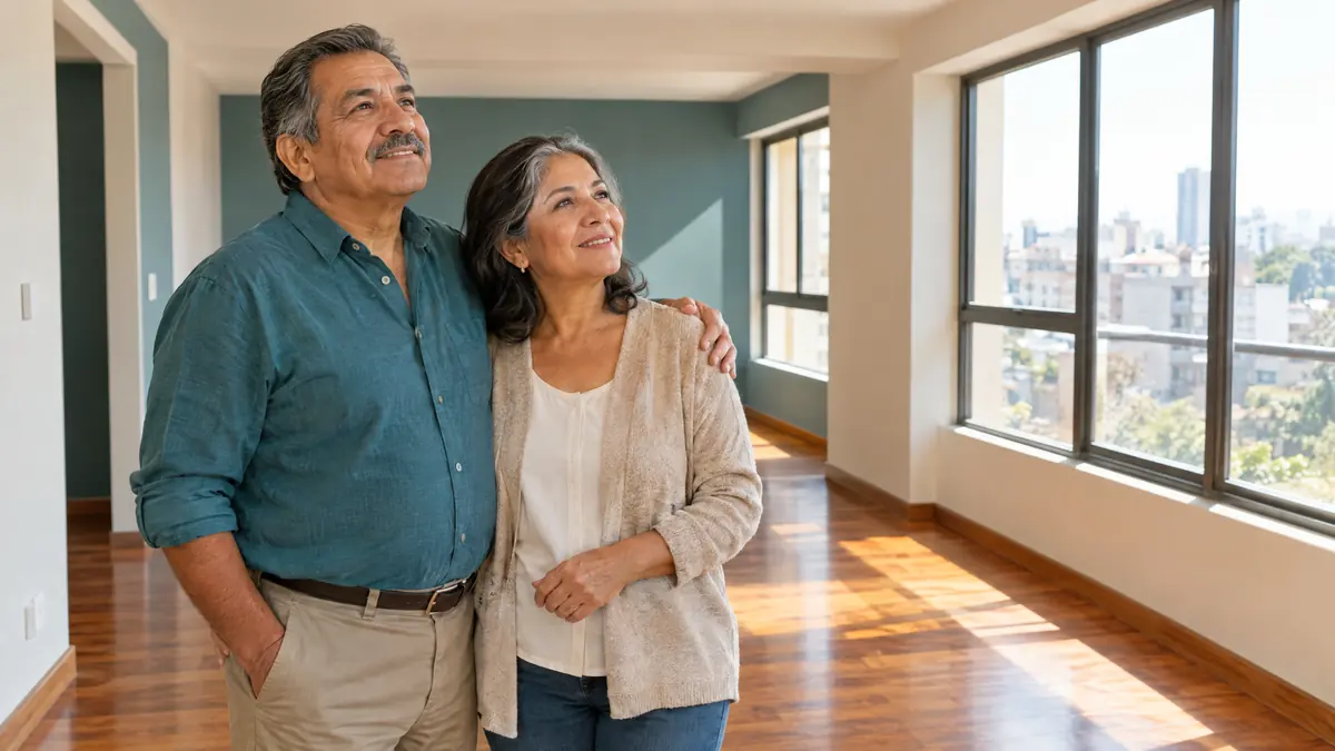 Una pareja de propietarios mayores recorre su apartamento vacío y renovado: el dueño que necesita el inmueble para vivir